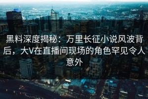 黑料深度揭秘：万里长征小说风波背后，大V在直播间现场的角色罕见令人意外
