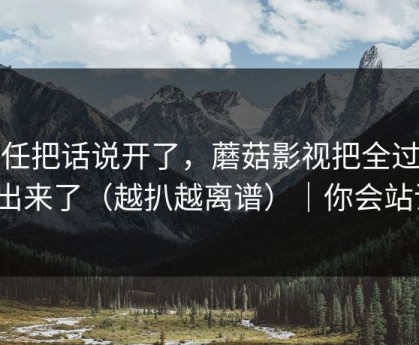 前任把话说开了，蘑菇影视把全过程剪出来了（越扒越离谱）｜你会站谁？