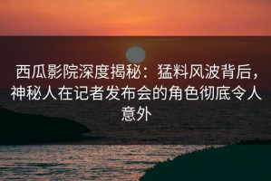 西瓜影院深度揭秘：猛料风波背后，神秘人在记者发布会的角色彻底令人意外