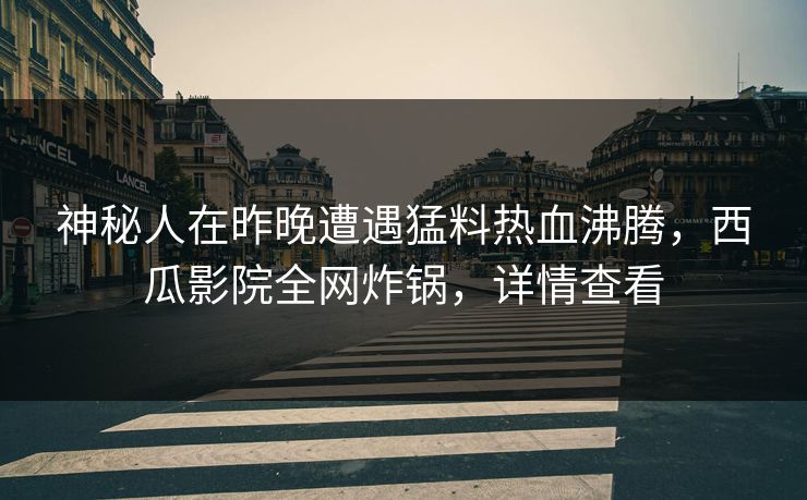 神秘人在昨晚遭遇猛料热血沸腾，西瓜影院全网炸锅，详情查看