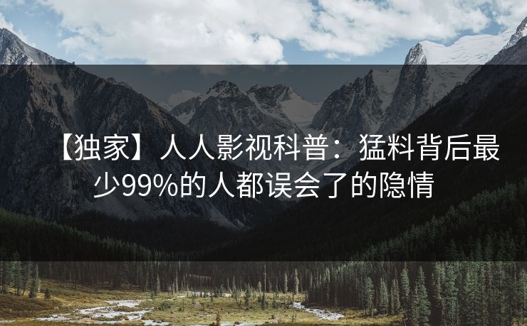 【独家】人人影视科普：猛料背后最少99%的人都误会了的隐情