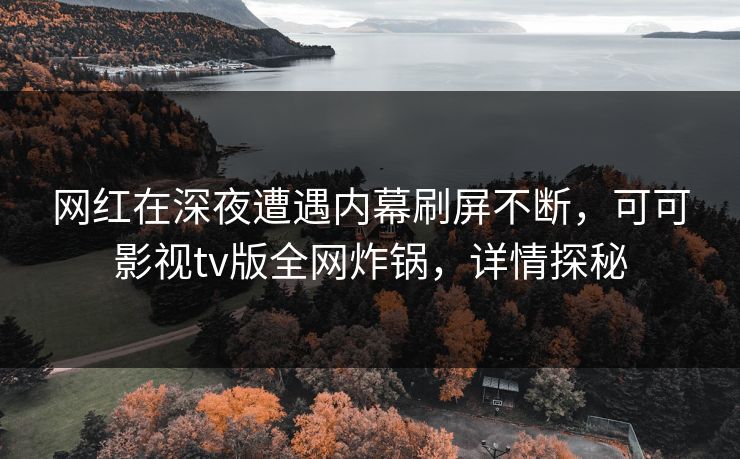 网红在深夜遭遇内幕刷屏不断，可可影视tv版全网炸锅，详情探秘