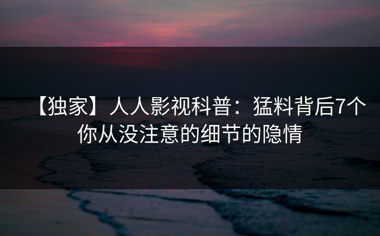 【独家】人人影视科普：猛料背后7个你从没注意的细节的隐情