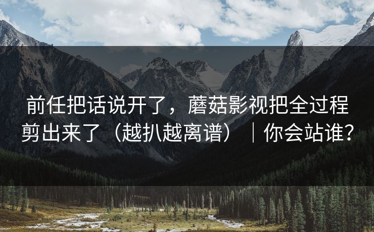 前任把话说开了，蘑菇影视把全过程剪出来了（越扒越离谱）｜你会站谁？